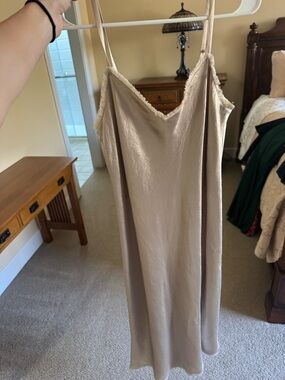 Vince Satin Slip Dress in Taupe